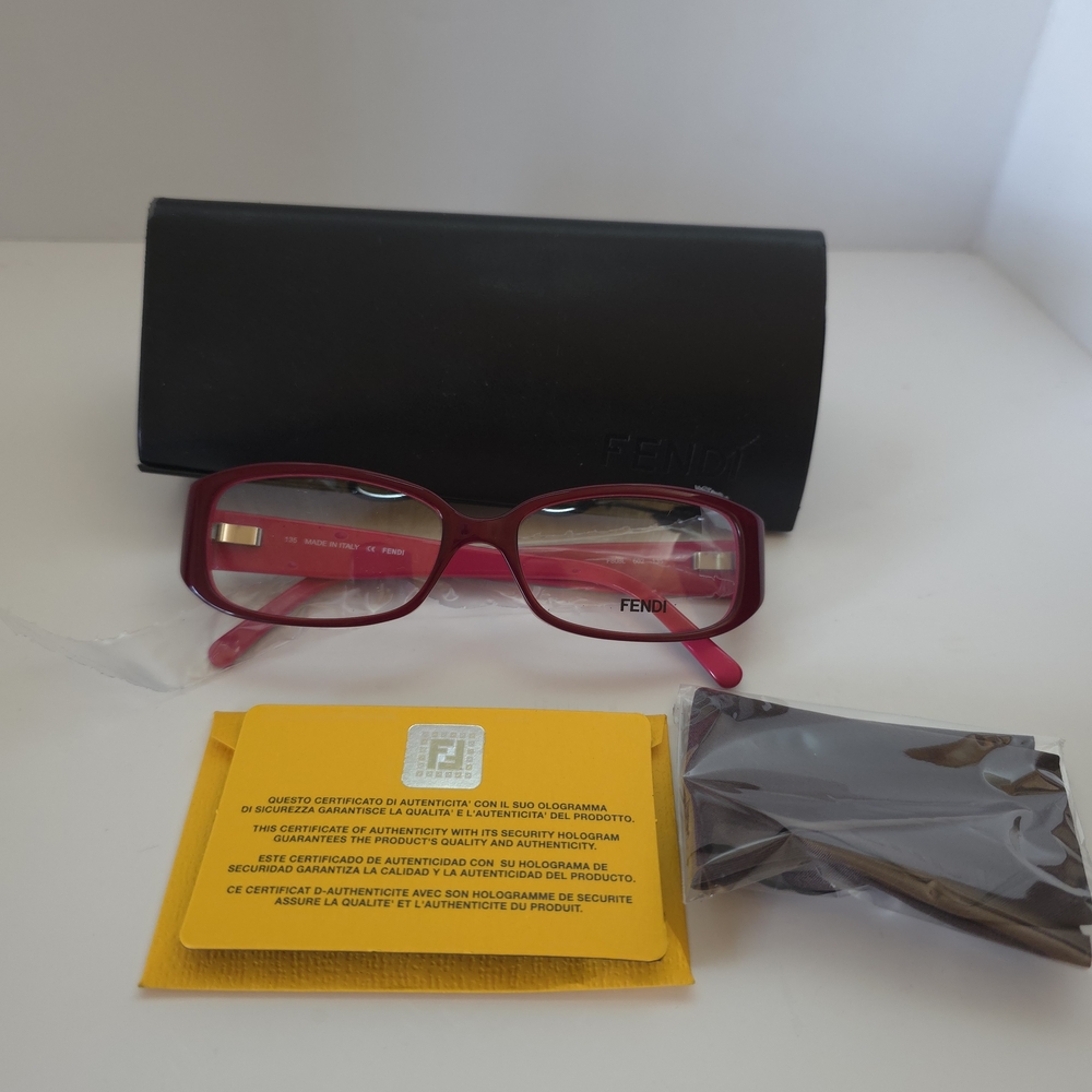 Fendi Pink and Burgundy Rectangular Women's Glasses